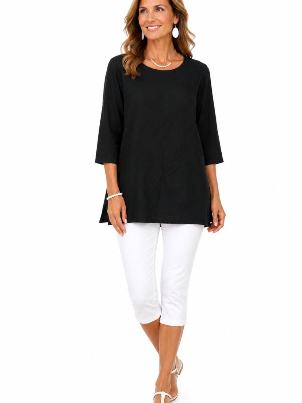 Bryan Walker Black XL 100 % Linen Lightweight Tunic Top
